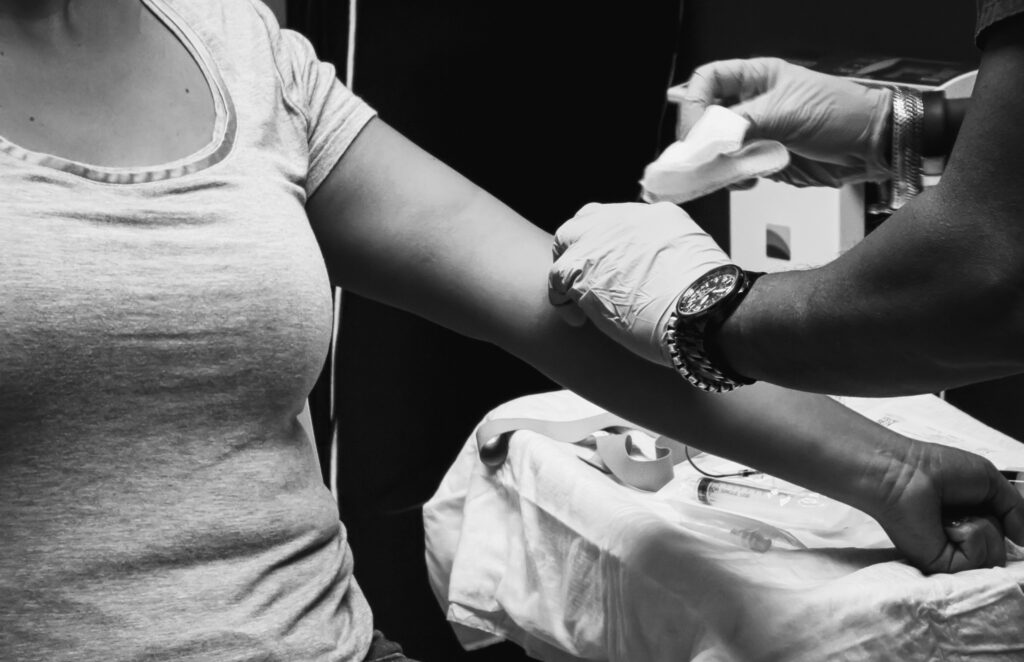 woman getting her blood test